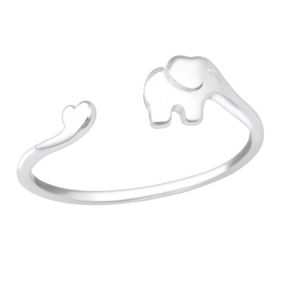 Elefánt szíves ezüst gyűrű - 41078EKW