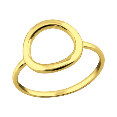 Kerek körvonalas 24k aranyozott ezüst gyűrű