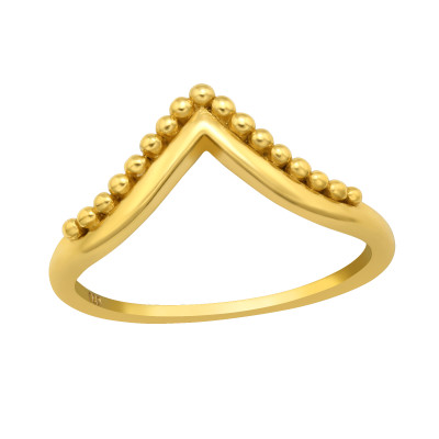 Pontozott v forma 24k aranyozott ezüst gyűrű