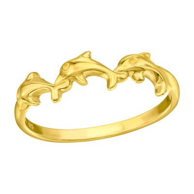Delfines 24k aranyozott ezüst gyűrű