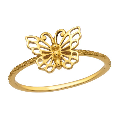 Pillangó 24k aranyozott ezüst gyűrű