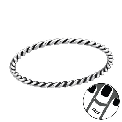 Csavart oxidált ezüst midi gyűrű első ujjpercre Csavart oxidált ezüst midi gyűrű első ujjpercre