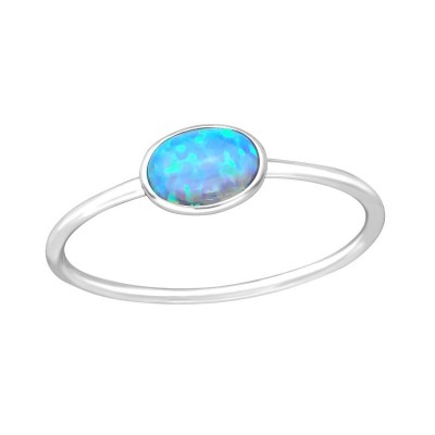 Kék ovális opálos ezüst gyűrű - 36877EKW