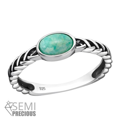 Türkizkék féldrágaköves ezüst gyűrű - 39248EKW