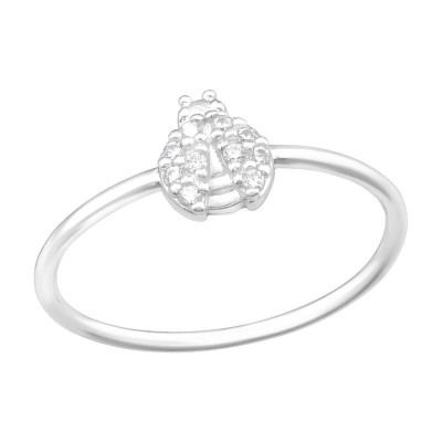 Katicabogár cirkónia köves ezüst gyűrű - 43273EKW