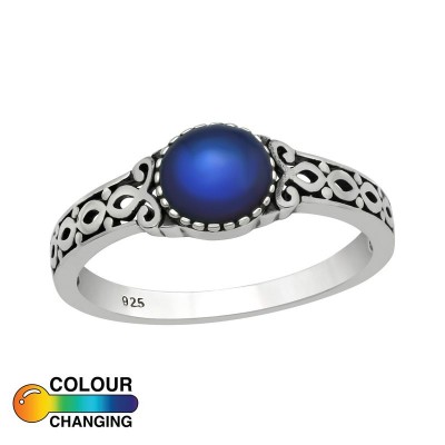 Kék, fonott ezüst gyűrű - 40754EKW