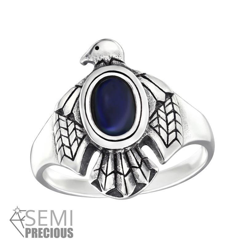 Sas kék köves ezüst gyűrű - 32333EKW