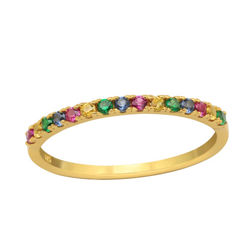 Színes cirkónia köves 24k aranyozott ezüst gyűrű Színes cirkónia köves 24k aranyozott ezüst gyűrű