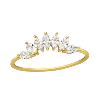 7 cirkónia köves 24k aranyozott ezüst gyűrű