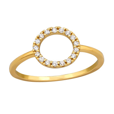 Kerek üres, aranyozott női elegáns, finom ezüst gyűrű