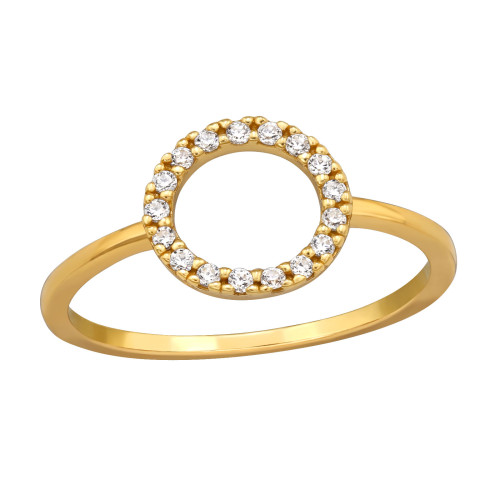 Kerek üres, aranyozott női elegáns, finom ezüst gyűrű