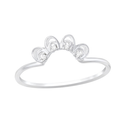 Fél virág cirkónia köves ezüst gyűrű Fél virág cirkónia köves ezüst gyűrű