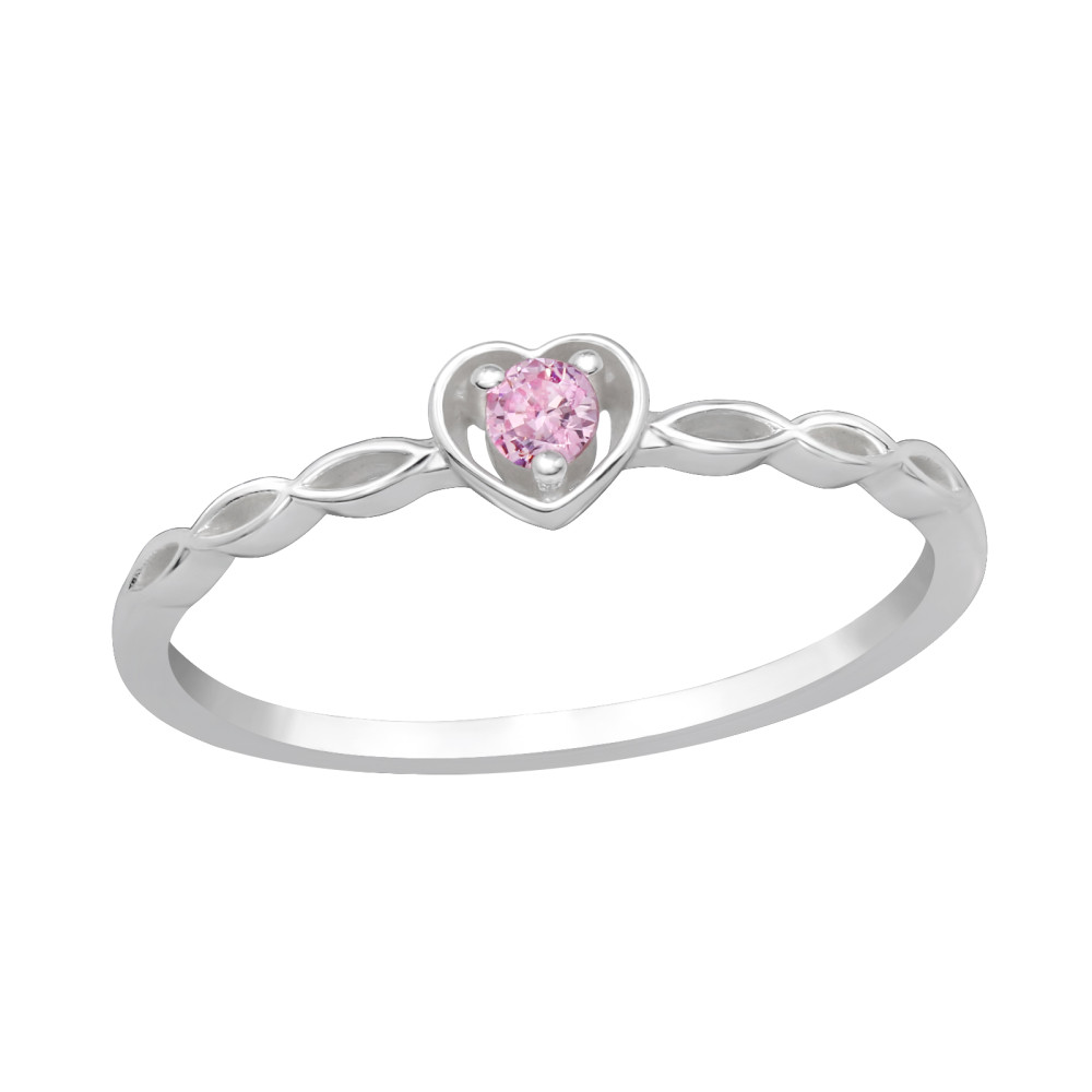 Szív pink cirkónia köves női 925 ezüst gyűrű Szív pink cirkónia köves női 925 ezüst gyűrű