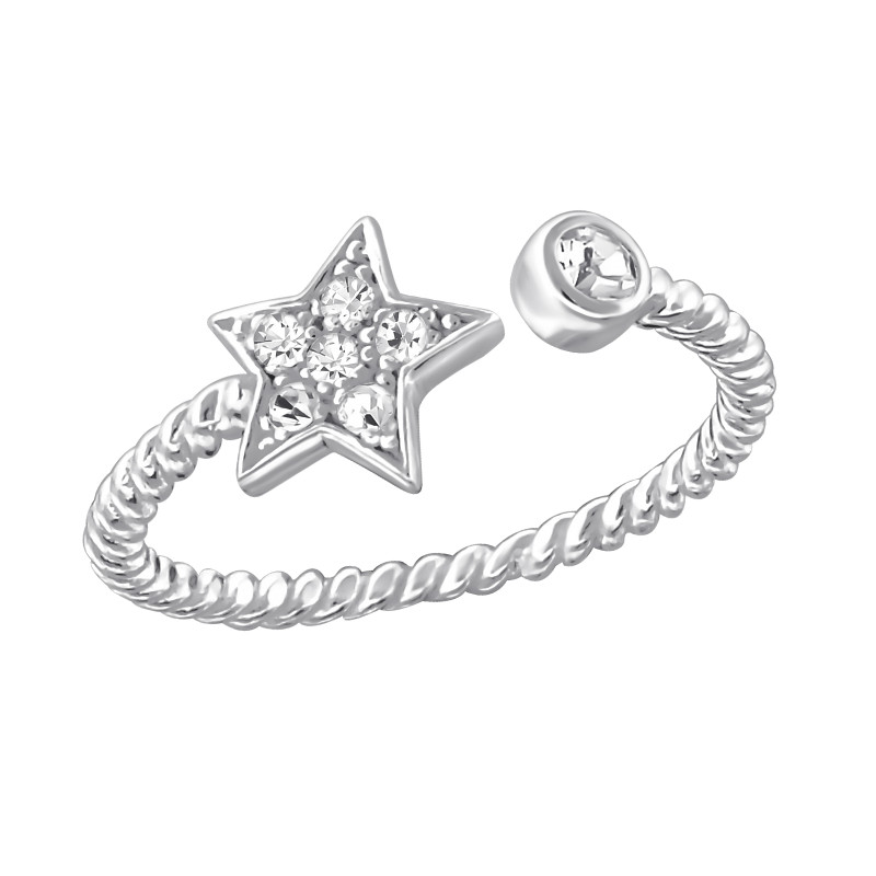 Csillag nyitott cirkónia köves ezüst gyűrű