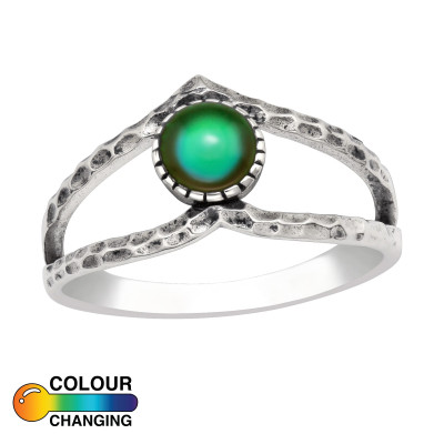 Dupla v forma színváltós kerek ezüst gyűrű