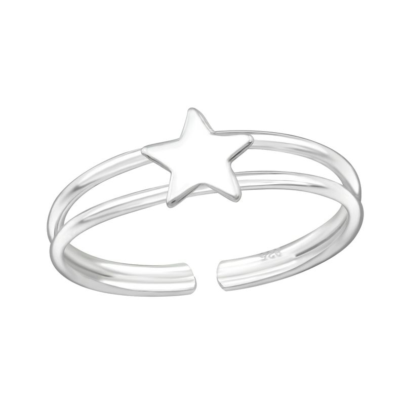 Csillag dupla vonalas ezüst lábujjgyűrű - 3905EKW