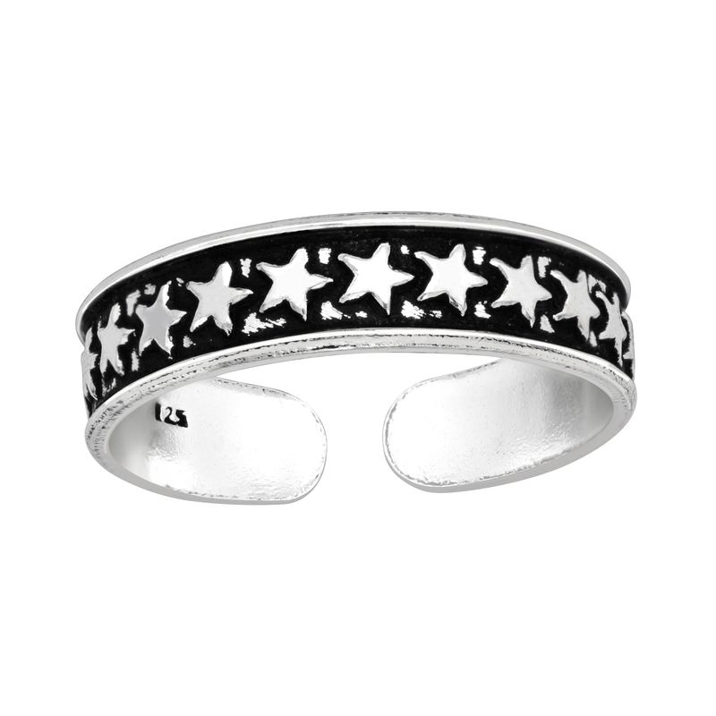 Csillagos oxidált ezüst lábujjgyűrű - 41671EKW
