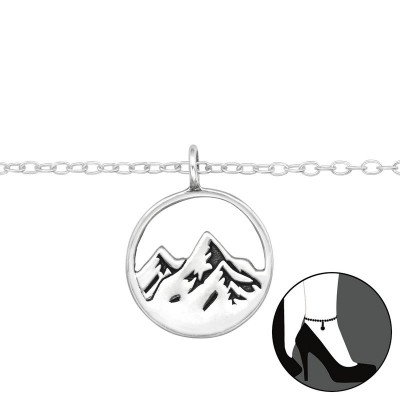 Kerek hegység ezüst medálos bokalánc, láncos - 43401EKW