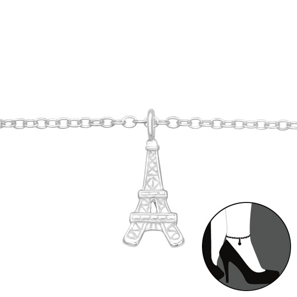 Párizsi eiffel torony ezüst medálos bokalánc, láncos