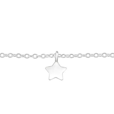 Csillag medálos ezüst karkötő, láncos - 43746EKW