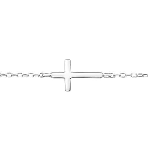 Kereszt züst karkötő, láncos