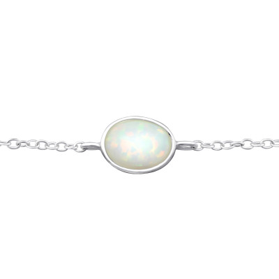 Ovális opálos ezüst karkötő, láncos Ovális opálos ezüst karkötő, láncos