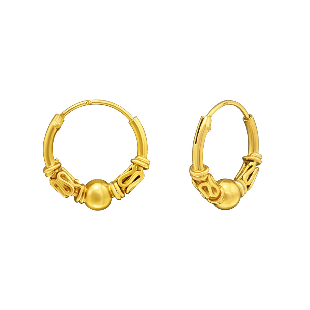 1.2 mm x 12 mm ezüst bali dizájn 24k aranyozott karika fülbevaló 1.2 mm x 12 mm ezüst bali dizájn 24k aranyozott karika fülbevaló
