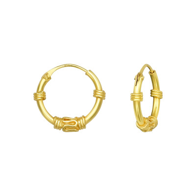 24k aranyozott Bali stílusú ezüst női karikafülbevaló