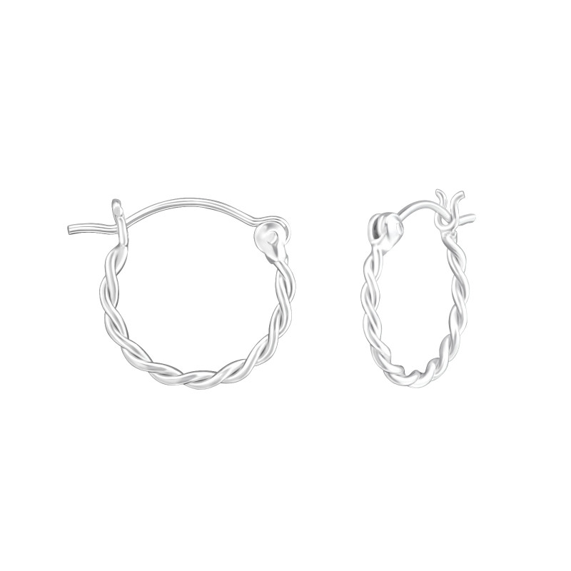 0.8 mm x 13 mm ezüst bali dizájn karika fülbevaló