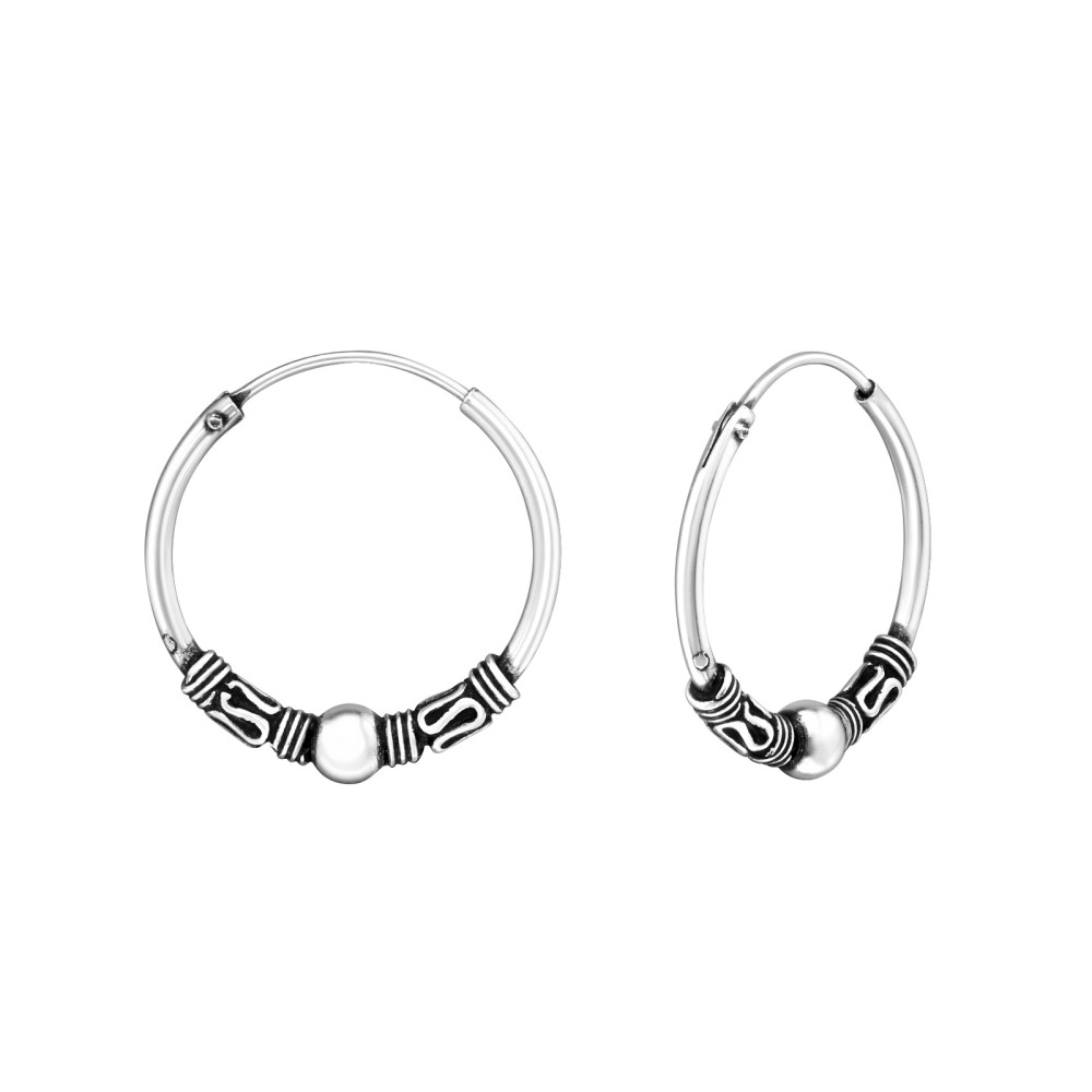 1.2 mm x 18 mm ezüst bali dizájn karika fülbevaló