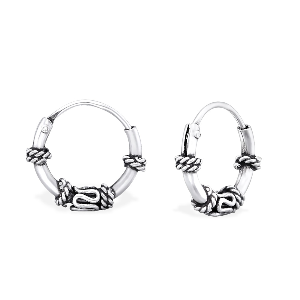 1.2 mm x 10 mm ezüst bali dizájn karika fülbevaló 1.2 mm x 10 mm ezüst bali dizájn karika fülbevaló