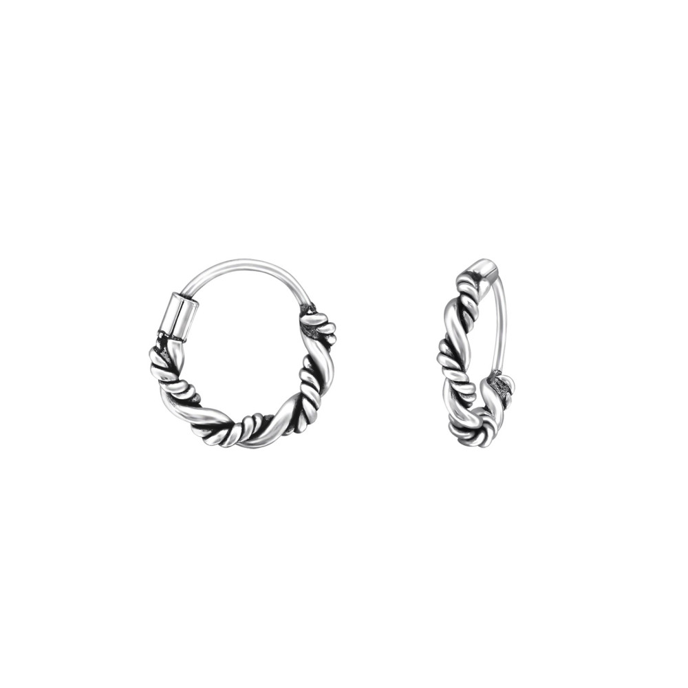 1.2 mm x 10 mm ezüst bali dizájn karika fülbevaló