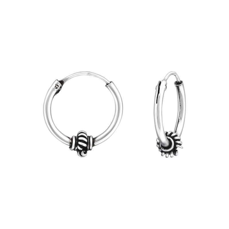 1.2 mm x 12 mm ezüst bali dizájn karikafülbevaló