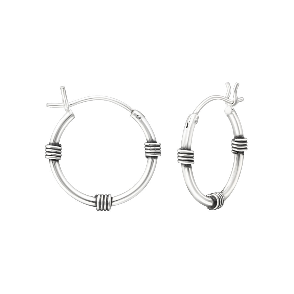 1.5 mm x 16 mm ezüst bali dizájn karika fülbevaló