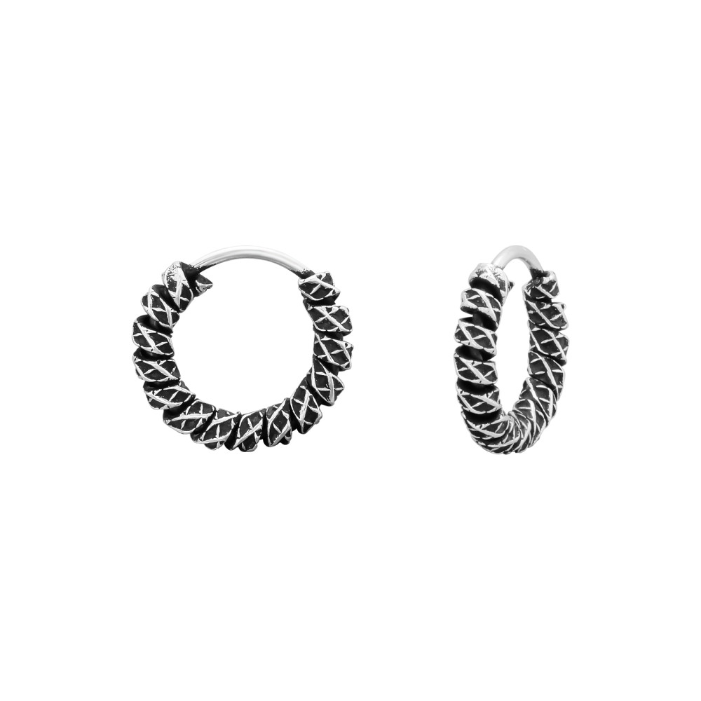 1.8 mm x 10 mm ezüst bali dizájn karika fülbevaló