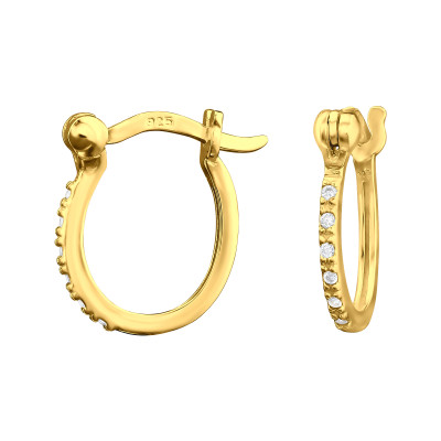 Francia cirkónia 24k aranyozott 925 ezüst karika fülbevaló Francia cirkónia 24k aranyozott 925 ezüst karika fülbevaló