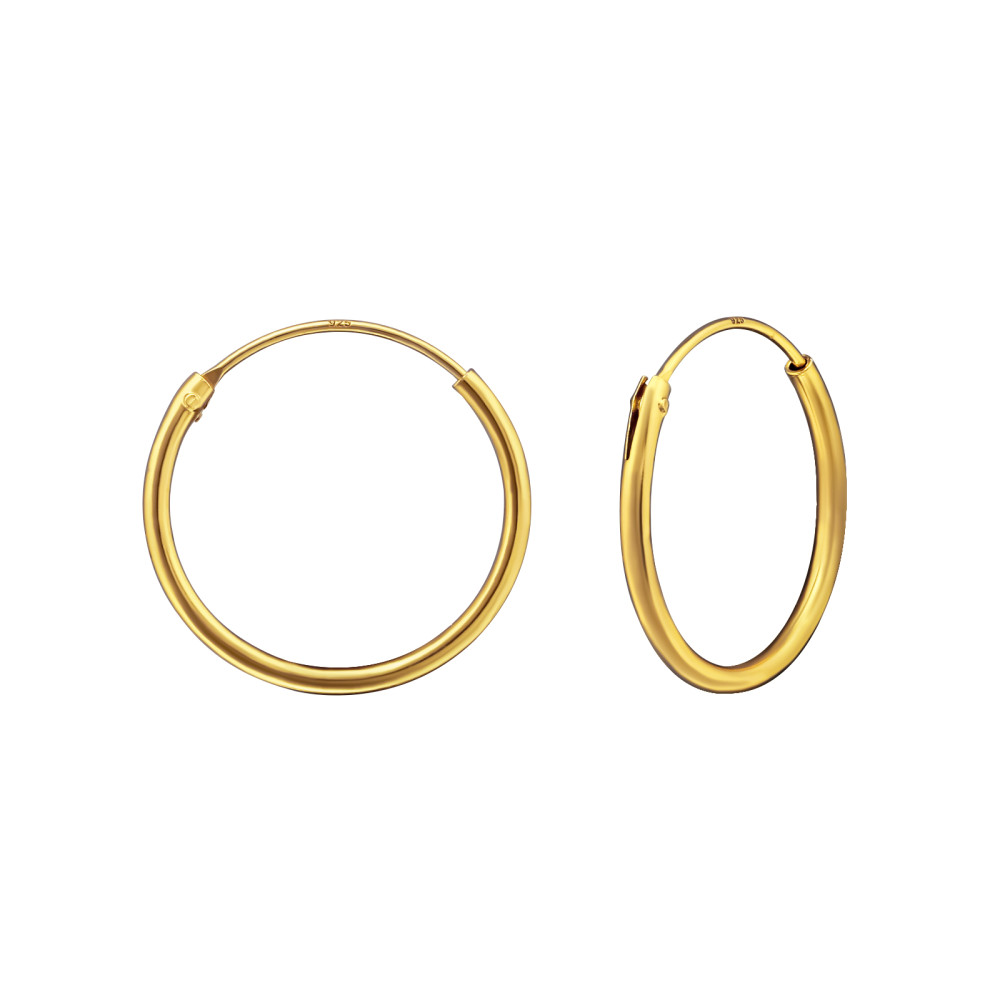 Alap 24k aranyozott ezüst karika fülbevaló, 1.2 mm x 16 mm Alap 24k aranyozott ezüst karika fülbevaló, 1.2 mm x 16 mm