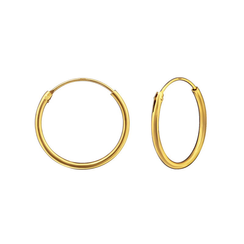 Alap 24k aranyozott ezüst karika fülbevaló, 1.2 mm x 16 mm