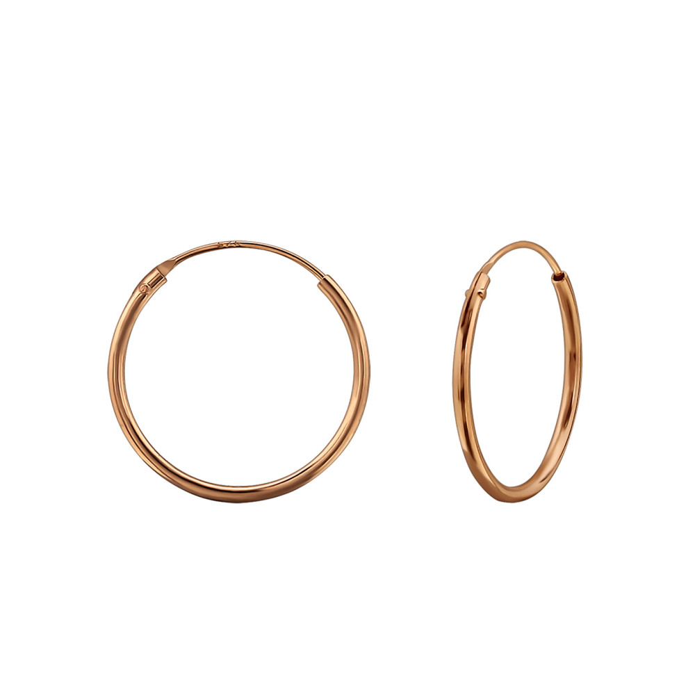 Alap 18k rózsa aranyozott ezüst karika fülbevaló, 1.2 mm x 18 mm