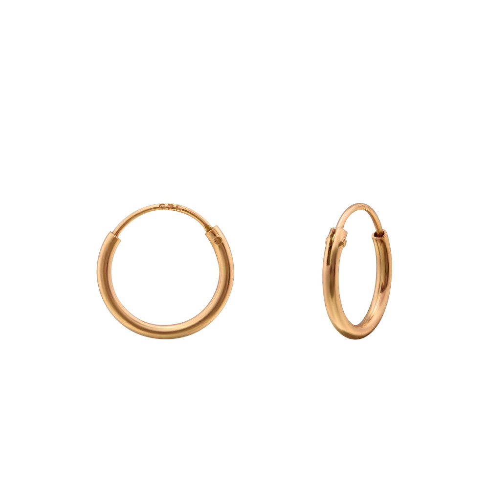 Alap 18k rózsa aranyozott ezüst karika fülbevaló, 1.2 mm x 10 mm Alap 18k rózsa aranyozott ezüst karika fülbevaló, 1.2 mm x 10 mm