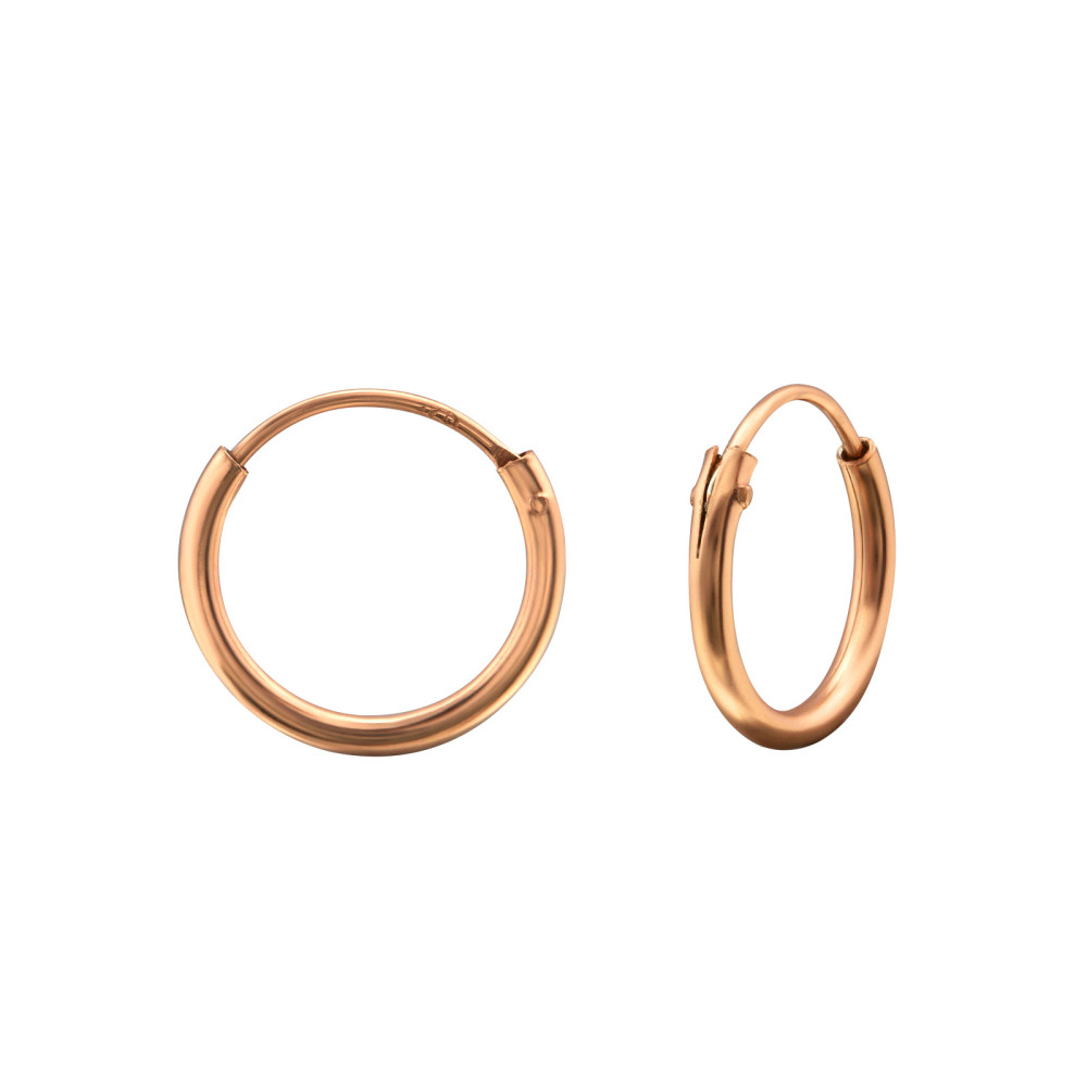 Alap 18k rózsa aranyozott ezüst karika fülbevaló, 1.2 mm x 12 mm