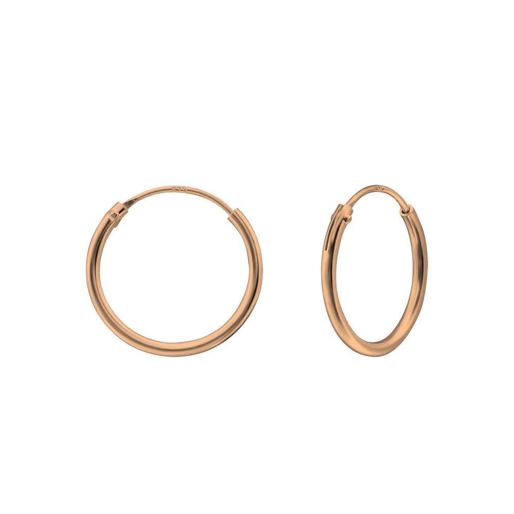 Alap 18k rózsa aranyozott ezüst karika fülbevaló, 1.2 mm x 14 mm Alap 18k rózsa aranyozott ezüst karika fülbevaló, 1.2 mm x 14 mm