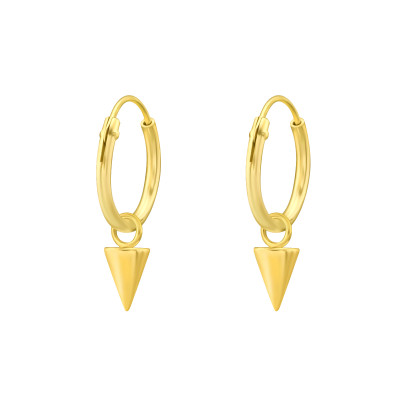 Hegyes medál 24k aranyozott ezüst karika fülbevaló