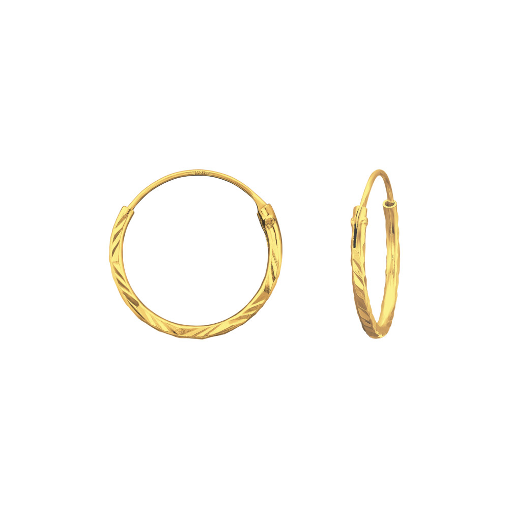 Alap rovátkás 24k aranyozott ezüst karika fülbevaló, 1.2 mm x 14 mm Alap rovátkás 24k aranyozott ezüst karika fülbevaló, 1.2 mm x 14 mm