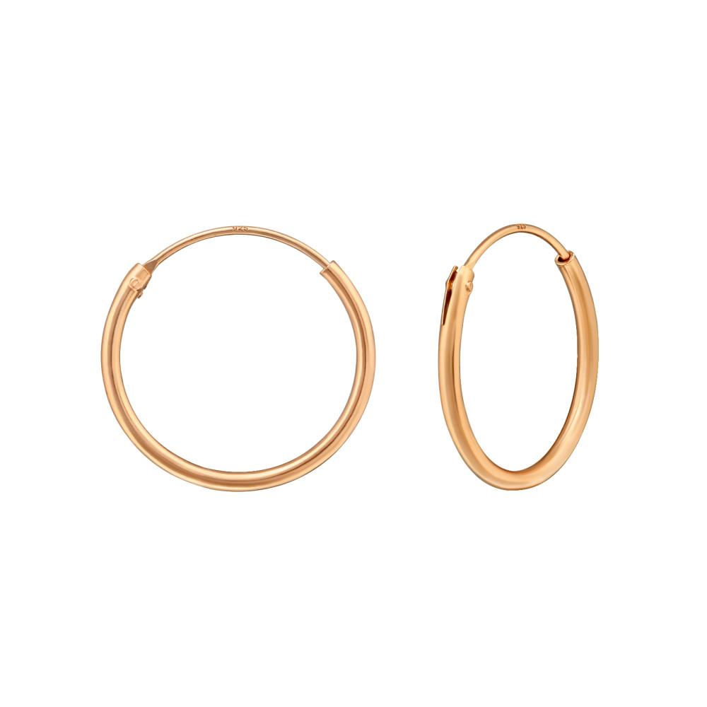 Alap 18k rózsa aranyozott ezüst karika fülbevaló, 1.2 mm x 16 mm Alap 18k rózsa aranyozott ezüst karika fülbevaló, 1.2 mm x 16 mm