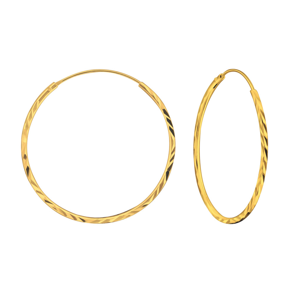 3 cm alap rovátkás 24k aranyozott ezüst karika fülbevaló 3 cm alap rovátkás 24k aranyozott ezüst karika fülbevaló