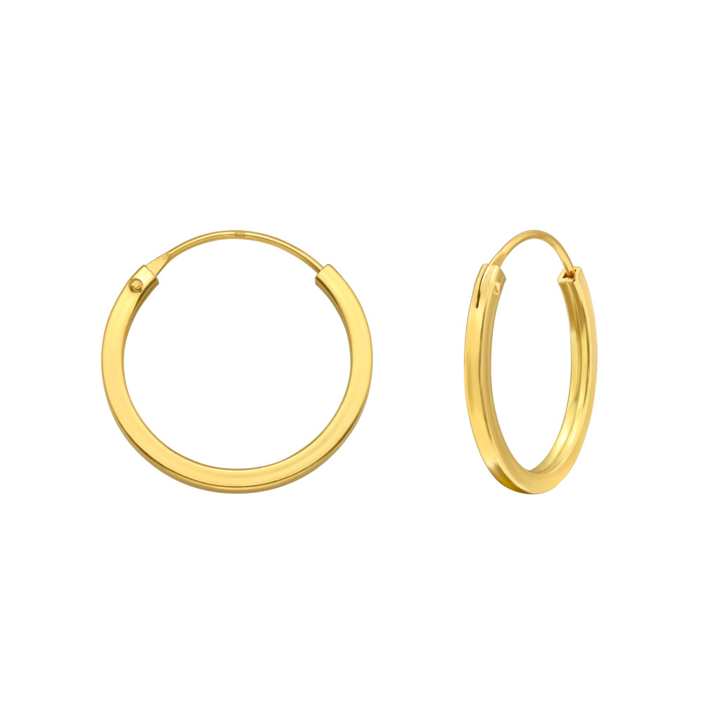 Alap 24k aranyozott ezüst karika fülbevaló, 1.5 mm x 18 mm