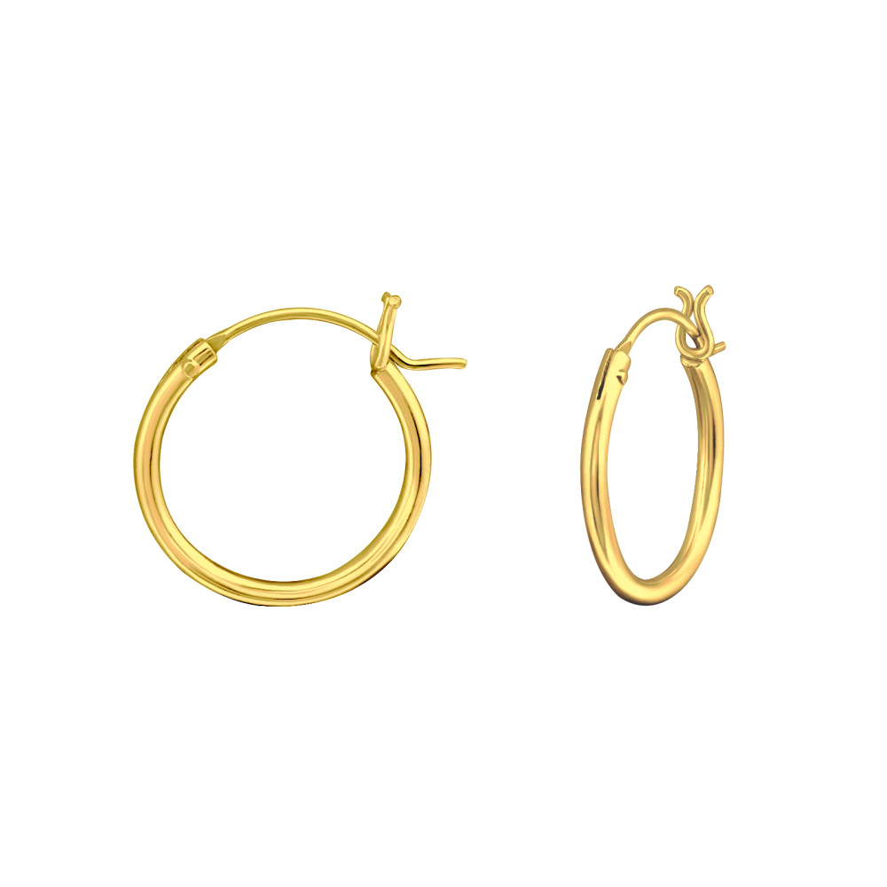 Alap 24k aranyozott ezüst karika fülbevaló, 1.2 mm x 14 mm