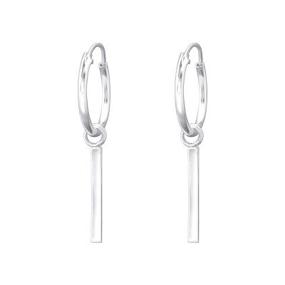 Egyenes medálos ezüst karika fülbevaló