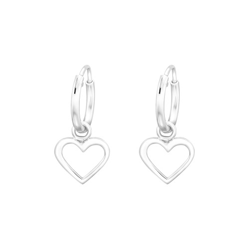Szíves ezüst karika gyerek fülbevaló